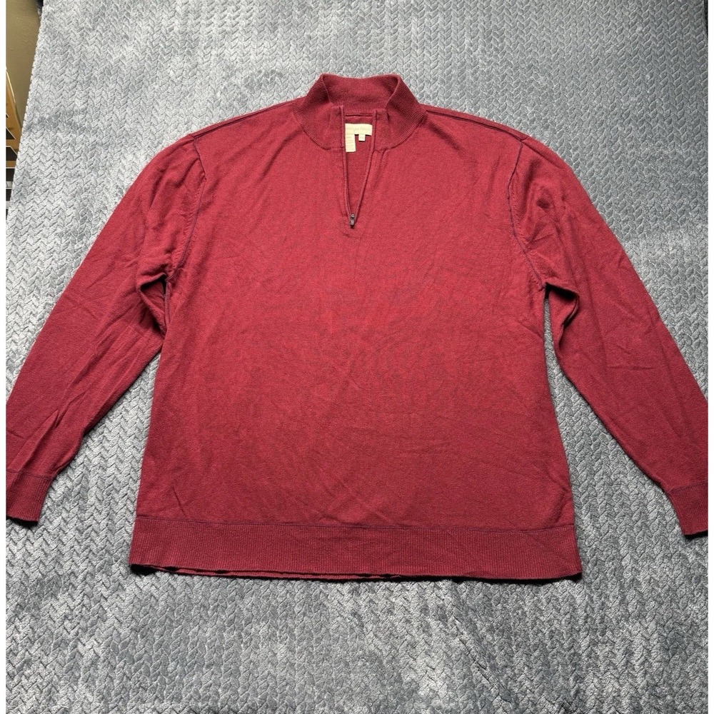 Territory Ahead Men’s Quarter Zip Sweater XXL Cotton Cashmere Red Pullover Knit